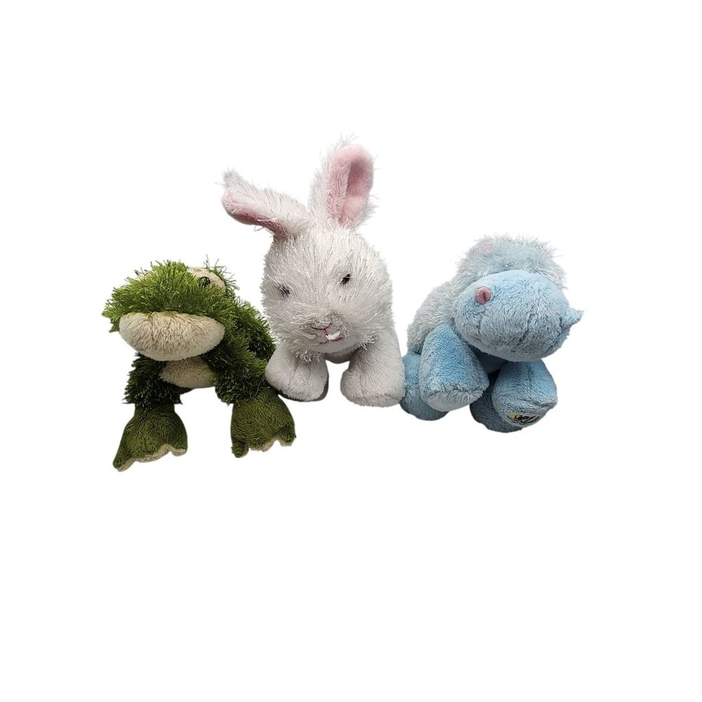 Webkinz Plush Frog Rabbit & Hippo Bundle - Soft Stuffed Animals For Kids